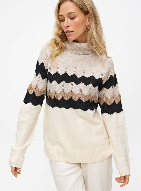 Neutral Fair Isle Christmas Roll Neck Jumper 20